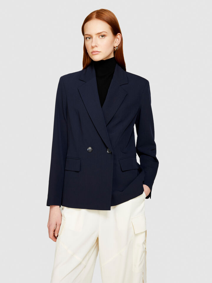 Double-breasted slim fit blazer - women's blazers - Dark Blue | Sisley image number 4